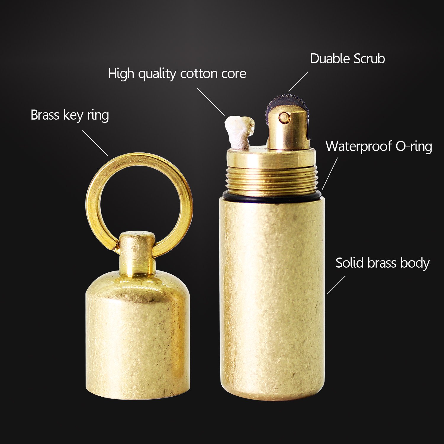 PPFISH Mini Brass Lighter - EDC Peanut Lighter Keychain